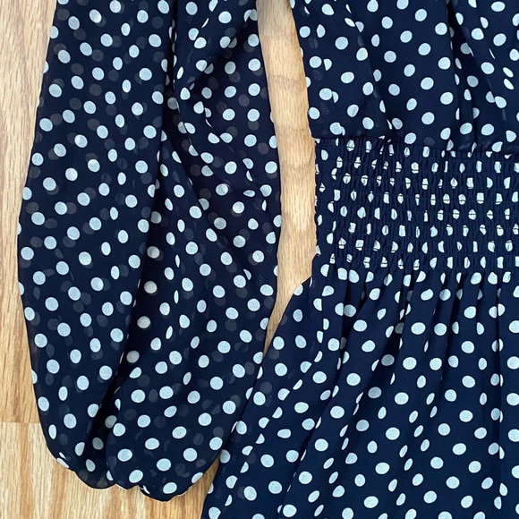 Lauren Ralph Lauren, Navy Polka Dot Isidra Dress, Size 12 - Picture 13 of 13